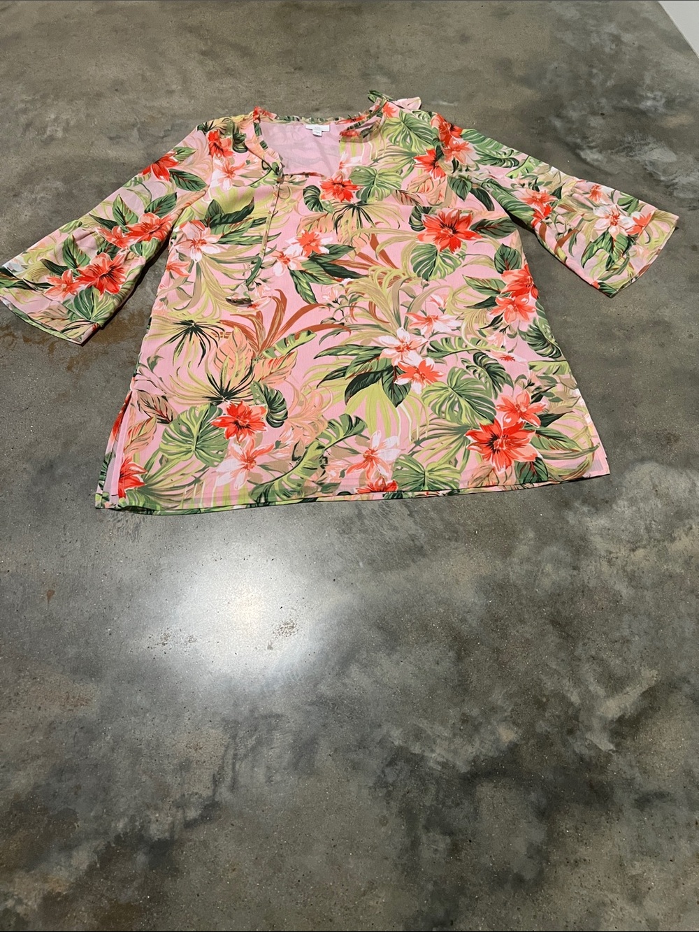 J. Jill Pink Tropical Floral Tunic